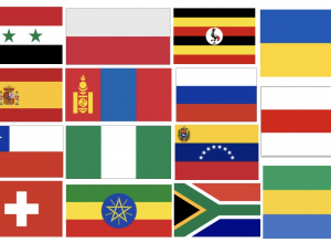 Flagi krajów z których pochodzą nasze przedszkolaki.